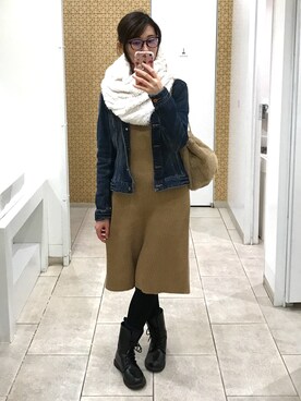 「ファースヌード」｜「アイテム（ワンピース）」を使った、puさん（レディース・160cm）の冬コーディネート