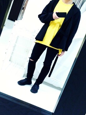 「yellow」｜「アイテム（ブルゾン）」を使った、ryoさん（メンズ・165cm）の春コーディネート