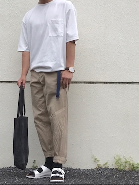 「Lee（リー）のアイテム（サンダル）」を使った、どたまさん（メンズ・163cm）の春コーディネート