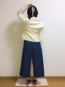 「カオリノモリ」｜「アイテム（ライダースジャケット）」を使った、▼れぺぺさん（レディース・148cm）の春コーディネート