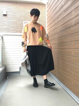 「MSGM（エムエスジーエム）のアイテム（スウェット）」を使った、バヤシさん（レディース・157cm）の秋コーディネート