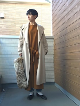 「enchainement mignon（アンシェヌマンミニョン）のアイテム（ワンピース/ドレス）」を使った、バヤシさん（レディース・157cm）の冬コーディネート
