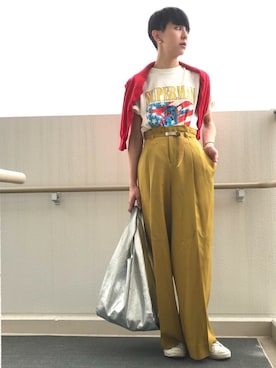 「SUPERMAN（スーパーマン）のアイテム」を使った、バヤシさん（レディース・157cm）の春コーディネート