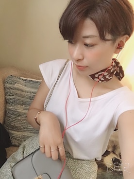「fifth（フィフス）のフラップチェーンミドルショルダーバッグ（ショルダーバッグ）」を使った、kumaさん（レディース・159cm）の夏コーディネート