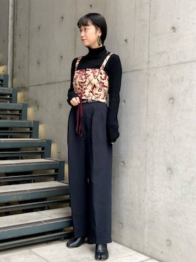 「Maison Margiela（メゾンマルジェラ）のアイテム（ブーツ）」を使った、akiho hoshiさん（レディース・158cm）の冬コーディネート