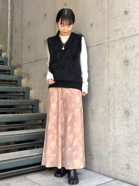 「Maison Margiela（メゾンマルジェラ）のアイテム（ブーツ）」を使った、akiho hoshiさん（レディース・158cm）の冬コーディネート