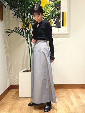 「Aラインスカート」｜「アイテム（ニット/セーター）」を使った、akiho hoshiさん（レディース・158cm）の冬コーディネート