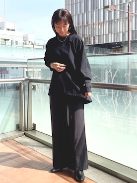 「Champion」｜「アイテム（スウェットパンツ）」を使った、akiho hoshiさん（レディース・158cm）の春コーディネート