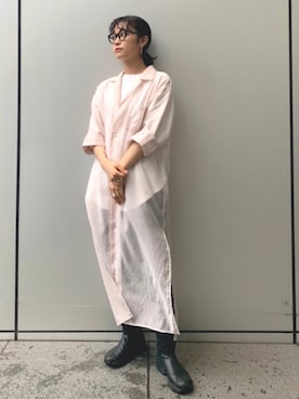 「アイテム（シャツワンピース）」を使った、akiho hoshiさん（レディース・158cm・20代）の春コーディネート