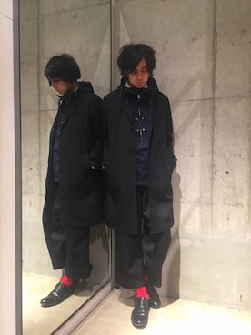「Johnbull Private labo（ジョンブルプライベートラボ）のアイテム（チェスターコート）」を使った、kosukeさん（メンズ・180cm）の冬コーディネート