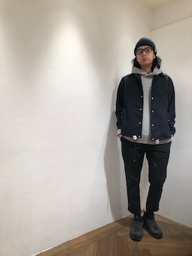 「Johnbull Private labo（ジョンブルプライベートラボ）のアイテム（パーカー）」を使った、kosukeさん（メンズ・180cm）の春コーディネート