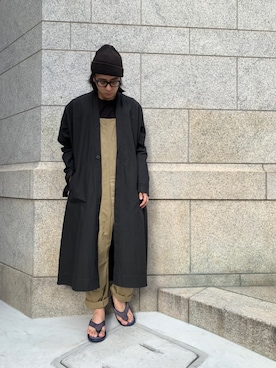 「コート」｜「アイテム（オールインワン・サロペット）」を使った、kosukeさん（メンズ・180cm）の春コーディネート