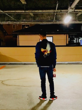「GAP（ギャップ）のアイテム（ナイロンジャケット）」を使った、Yacchimanさん（メンズ・170cm）の冬コーディネート