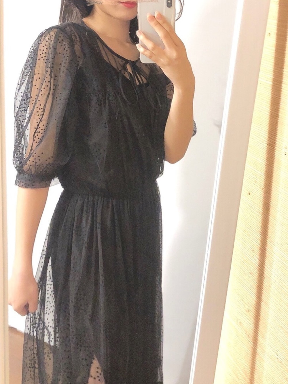 「プチプラ、ワンピース、大人女子、シースルー、大人カジュアル、モノトーン、ZARA、春コーデ」｜「ZARAのアイテム（ワンピース、ブラック系）」を使った、Ayaka さん（レディース・158cm）の春コーディネートの1枚目の写真