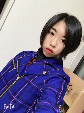 「レトロ」｜「アイテム（ライダースジャケット）」を使った、コン・ウカエデさん（レディース・156cm）の秋コーディネート