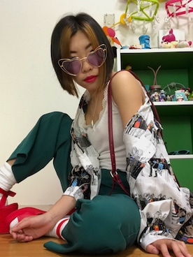 「Libby&Rose（リビーアンドローズ）のアイテム（シャツ/ブラウス）」を使った、コン・ウカエデさん（レディース・156cm）の春コーディネート