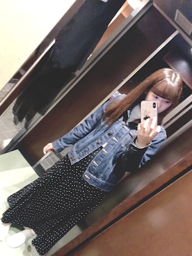 「Honeys（ハニーズ）のアイテム（デニムジャケット）」を使った、りおさん（レディース・151cm）の秋コーディネート