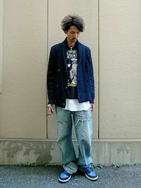 「BOYCOTT（ボイコット）のアイテム（トップス）」を使った、ＮＮＮさん（メンズ・170cm）の秋コーディネート