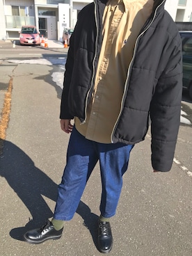 「レイヤードstyle」｜「アイテム（ダウンジャケット/コート）」を使った、ぺいさん（メンズ・179cm）の冬コーディネート