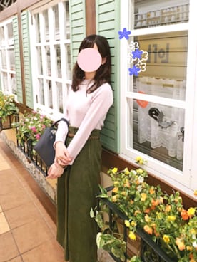 「Honeys（ハニーズ）のチュール使いハイネック（Tシャツ/カットソー、ピンク系）」を使った、sα🥀さん（レディース・168cm）の冬コーディネート