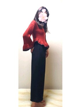 「LILY BROWN（リリーブラウン）のアイテム（ニット/セーター、レッド系）」を使った、sα🥀さん（レディース・168cm）の冬コーディネート