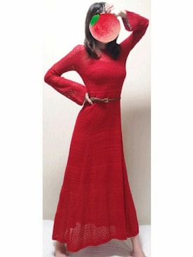 「FRAY I.D（フレイアイディー）のレースニットワンピース（ワンピース、レッド系）」を使った、sα🥀さん（レディース・168cm）の秋コーディネート
