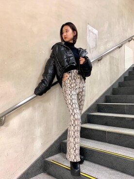「SPIRALGIRL（スパイラルガール）のアイテム（ジャケット/アウター）」を使った、RIOさん（レディース・164cm）の秋コーディネート