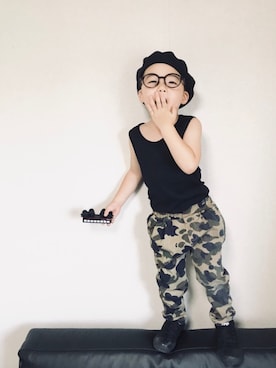 「H&M（エイチ・アンド・エム）のアイテム（タンクトップ）」を使った、hibihakuさん（キッズ・100cm）の夏コーディネート
