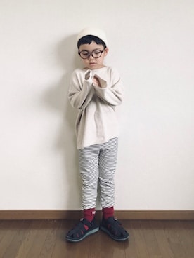 「オールホワイト」｜「アイテム（セットアップ）」を使った、hibihakuさん（キッズ・110cm）の秋コーディネート