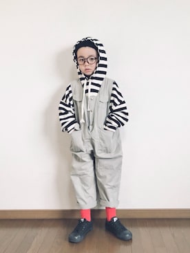 「秋のマイ旬スタイル」｜「アイテム（サロペット/オーバーオール）」を使った、hibihakuさん（キッズ・110cm）の秋コーディネート