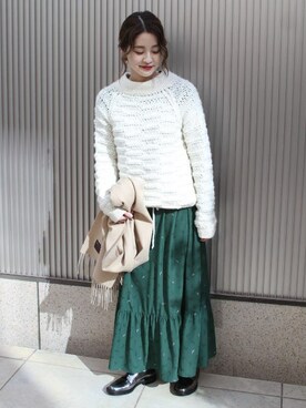 「TWEED MILL（ツイードミル）のアイテム（ストール/ショール）」を使った、asanoさん（レディース・158cm）の秋コーディネート