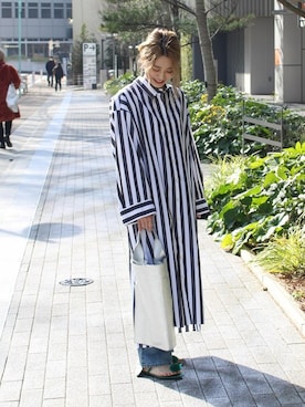 「アイテム（シャツワンピース、ブラック系）」を使った、asanoさん（レディース・158cm）の冬コーディネート