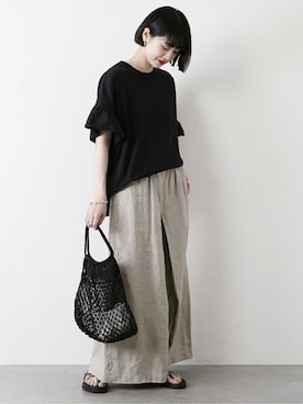 「JOURNAL STANDARD（ジャーナルスタンダード）のアイテム（その他パンツ）」を使った、asanoさん（レディース・158cm）の春コーディネート