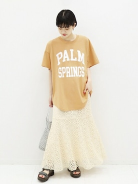 「アイテム（サンダル、グリーン系）」を使った、asanoさん（レディース・158cm）の春コーディネート