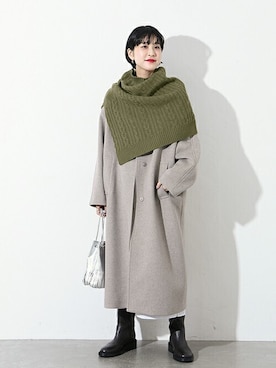 「アイテム（ネックウォーマー/スヌード）」を使った、asanoさん（レディース・158cm）の秋コーディネート