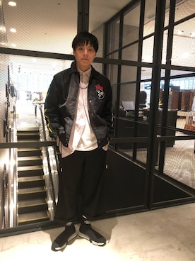 「DIESEL（ディーゼル）のアイテム（ナイロンジャケット）」を使った、mikoさん（メンズ・170cm）の春コーディネート