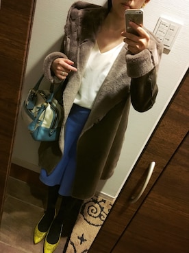「URBAN RESEARCH ROSSO WOMEN（アーバンリサーチ　ロッソ）のアイテム（ムートンコート）」を使った、blue blueさん（レディース・157cm）の冬コーディネート