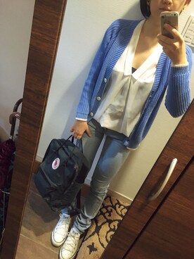 「水色」｜「アイテム（チュニック）」を使った、blue blueさん（レディース・157cm）の冬コーディネート