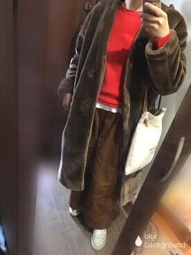 「カシミアニット」｜「アイテム（その他アウター）」を使った、blue blueさん（レディース・157cm）の冬コーディネート