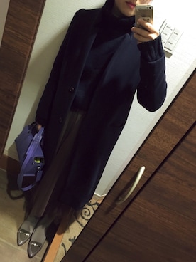 「NANO universe（ナノユニバース）のアイテム（チェスターコート）」を使った、blue blueさん（レディース・157cm）の冬コーディネート