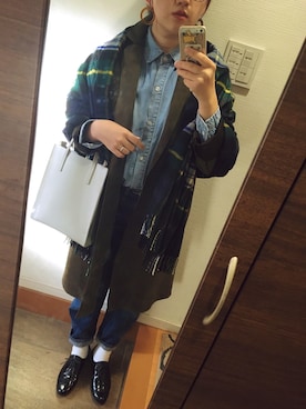 「チェック柄に恋してる」｜「アイテム（スリッポン）」を使った、blue blueさん（レディース・157cm）の秋コーディネート