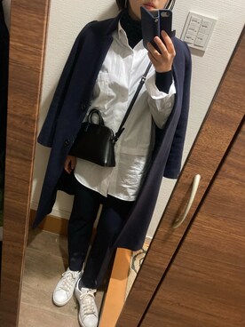 「NANO universe（ナノユニバース）のアイテム（チェスターコート）」を使った、blue blueさん（レディース・157cm）の冬コーディネート