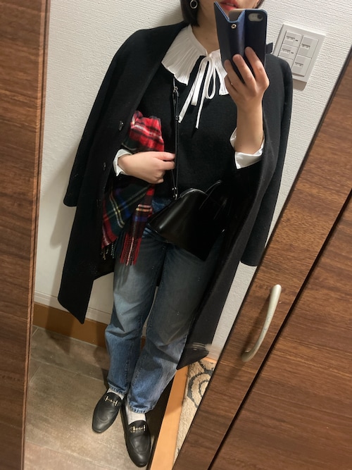 SLOBE IENA イエナ　ノーカラーコート　黒 セール】Vネックノーカラーコート◇（ノーカラーコート）｜SLOBE