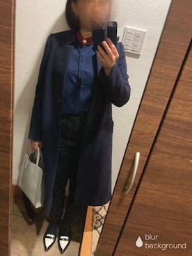 「NANO universe（ナノユニバース）のアイテム（チェスターコート）」を使った、blue blueさん（レディース・157cm）の冬コーディネート