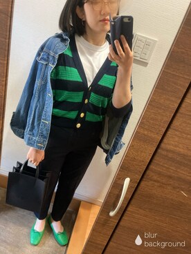 「アイテム（バレエシューズ、グリーン系）」を使った、blue blueさん（レディース・157cm）の春コーディネート