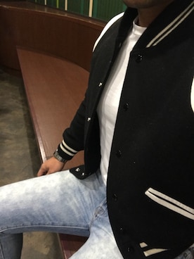 「SAINT LAURENT PARIS（サンローランパリ）のアイテム（ブルゾン）」を使った、Y.I1130さん（メンズ・185cm）の春コーディネート