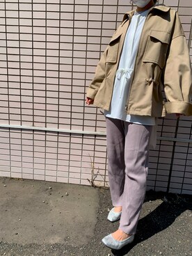 「シルバーシューズ」｜「アイテム（ブルゾン）」を使った、KANAKOさん（レディース・152cm）の春コーディネート