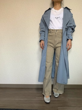 「部屋撮り」｜「アイテム（トレンチコート）」を使った、KANAKOさん（レディース・152cm）の春コーディネート