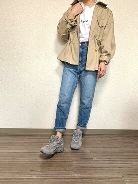 「おうちスタイル」｜「アイテム（ブルゾン）」を使った、KANAKOさん（レディース・152cm）の春コーディネート