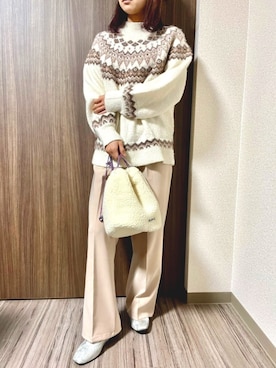 「シルバーシューズ」｜「アイテム（スリッポン）」を使った、KANAKOさん（レディース・152cm）の冬コーディネート